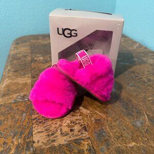 UGG Baby Girl Hot Pink Fluffy Sandals